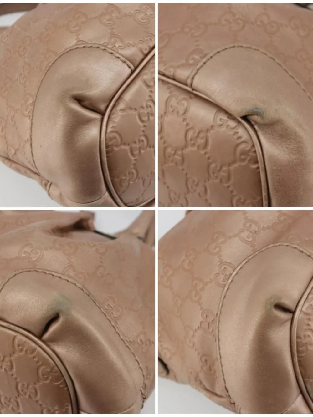 GUCCI GG Canvas Guccissima Sukey Bag Leather 2way Pink Gold 247902 Auth 176609